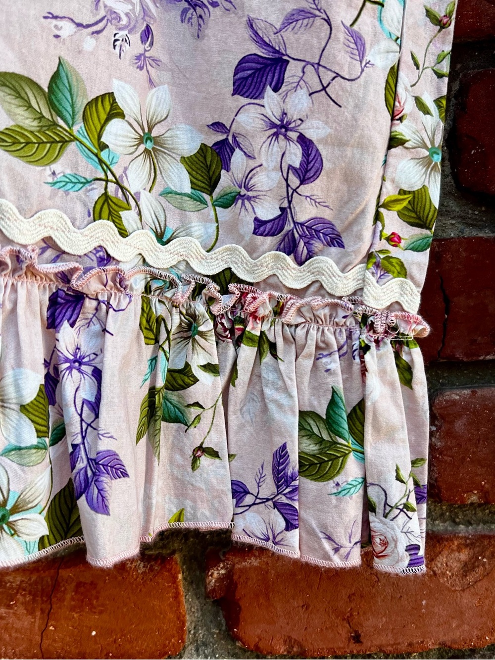 Floral Ruffle Hem Rose Bloomer Pants - Pink & Purple Roses - Picture 3 of 7
